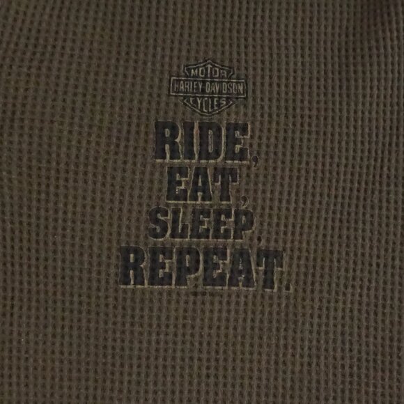 Harley-Davidson Olive Cotton Waffle Thermal Henley Cabincore Rugged XXL Outdoor - Picture 9 of 11